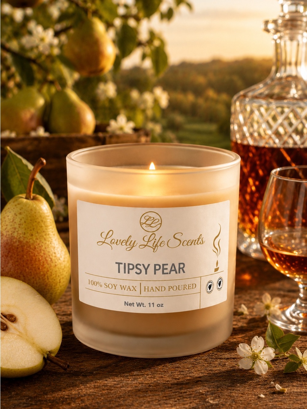 Lovely Life Scentst Tipsy Pear Premium Soy Wax 11ozCandle - Pear & Brandy - Picture 3 of 4